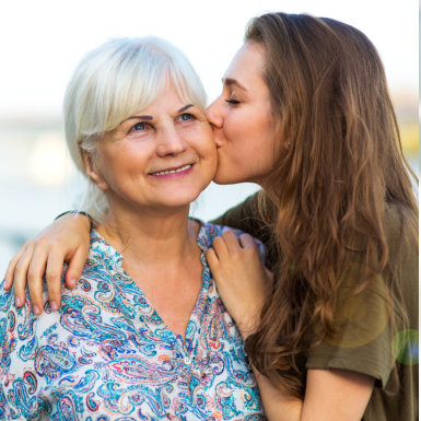 woman and senior woman outdoors